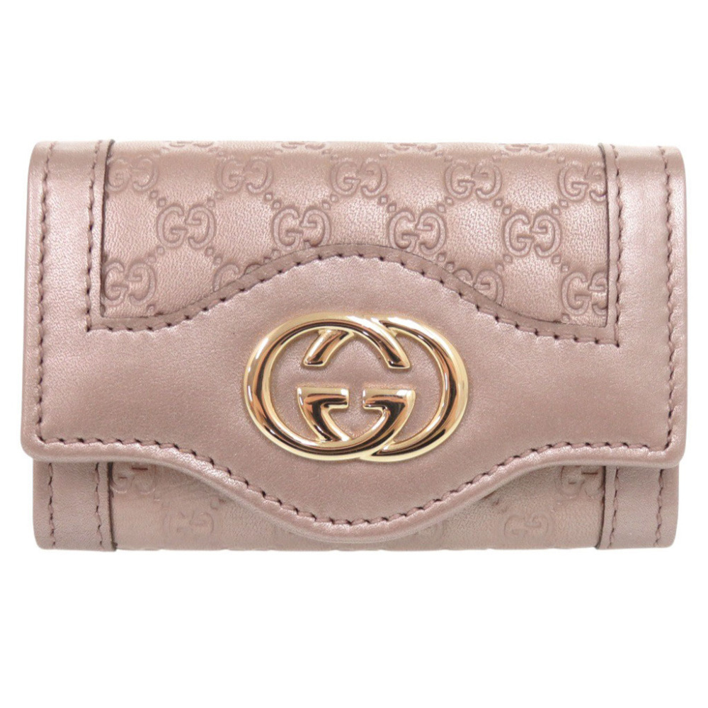 Gucci Interlocking G Microguccissima Leather 282432 Metallic Pink Key Case 07...